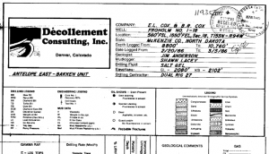 McKenzie and Mountrail County mudlog 1986.